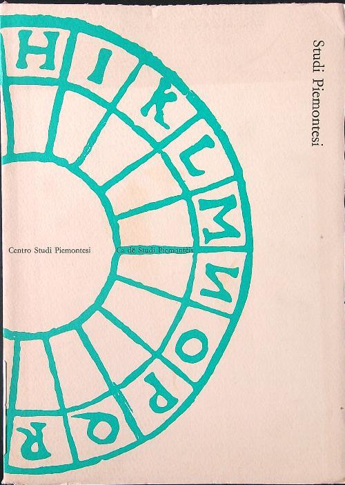 Studi piemontesi 1986 fasc. 2/novembre 1986 - copertina