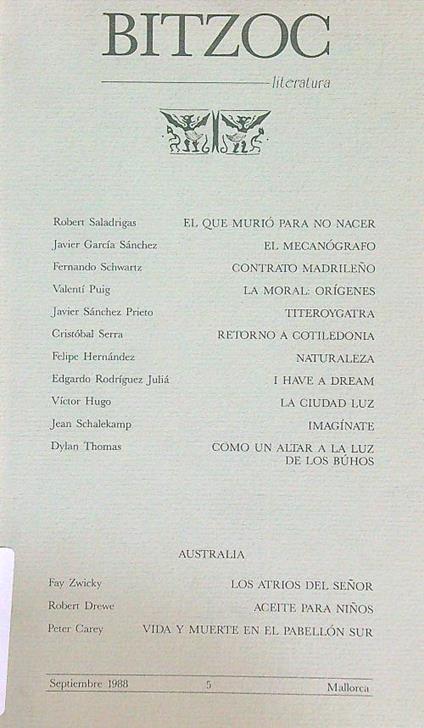 Bitzoc literatura n.5/sept 1988 - copertina