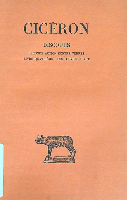 Ciceron discours. Seconde action livre quatrieme - copertina