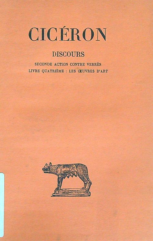 Ciceron discours. Seconde action livre quatrieme - copertina