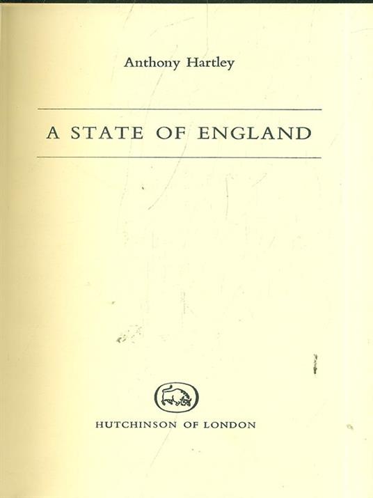 A state of England - Anthony Hartley - copertina