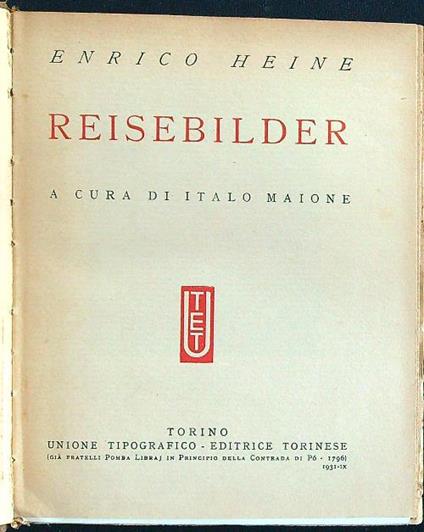 Reisebilder - Heinrich Heine - copertina