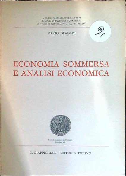 Economia sommersa e analisi economica - Mario Deaglio - copertina