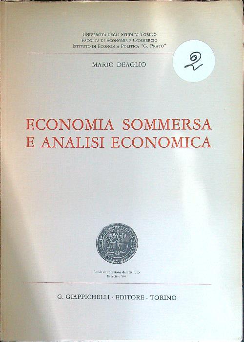 Economia sommersa e analisi economica - Mario Deaglio - copertina