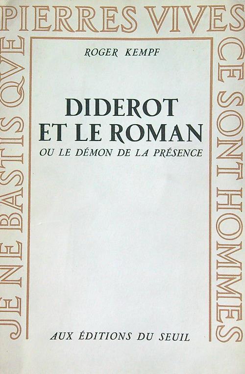 Diderot et le roman - Roger Kempf - copertina