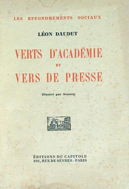 Verts d'academie et vers de presse - Léon Daudet - copertina