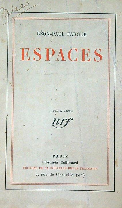 Espaces - Leon-Paul Fargue - copertina