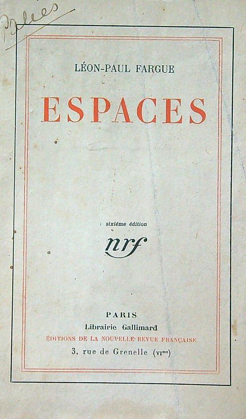 Espaces - Leon-Paul Fargue - copertina