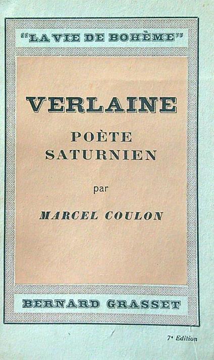 Verlaine poete saturnien - Marcel Coulon - copertina