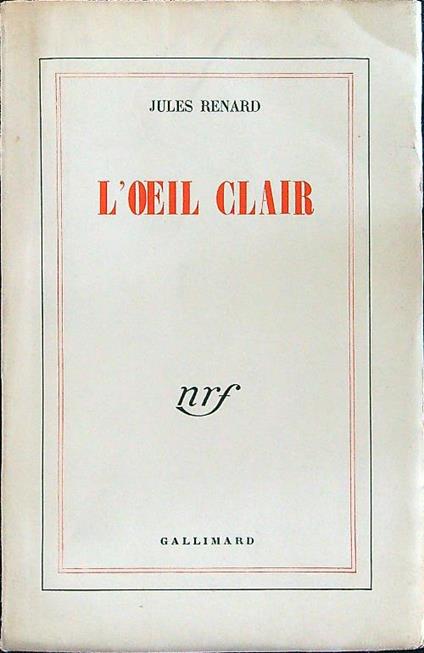 L' oeil clair - Jules Renard - copertina