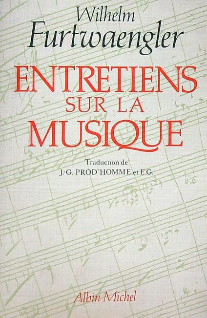 Entretiens sur la musique - Wilhelm Furtwaengler - copertina