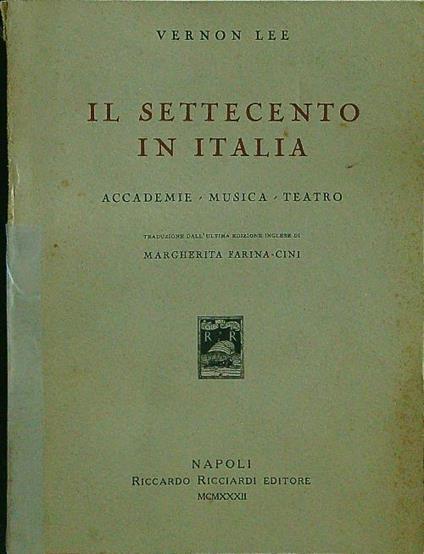 Il settecento in Italia - Vernon Lee - copertina
