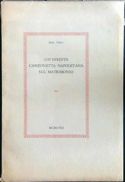 Un' inedita canzonetta napoletana sul matrimonio - Max Vajro - copertina