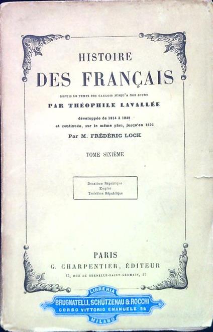 Histoire des francais - Tome VI - Theophile Lavallee - copertina