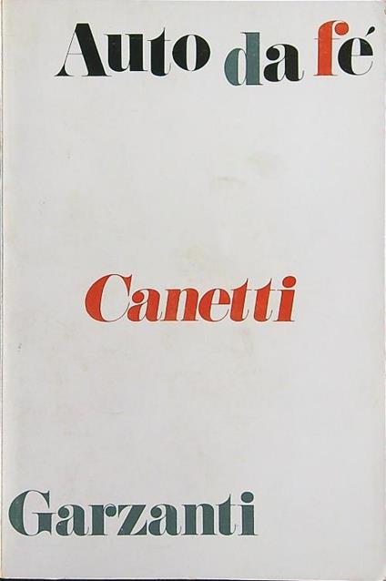 Auto da fé - Elias Canetti - copertina