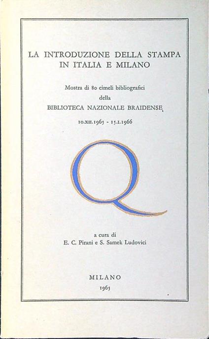 La introduzione della stampa in Italia e Milano - Pirani - copertina