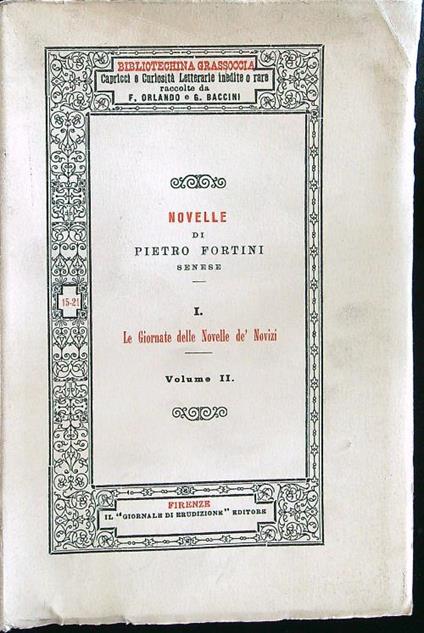 Le giornate delle novelle dè novizi volume II - Pietro Fortini - copertina