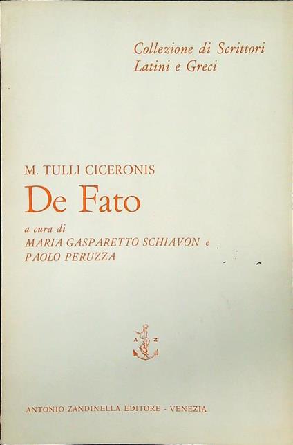 De fato - M. Tulli Ciceronis - copertina