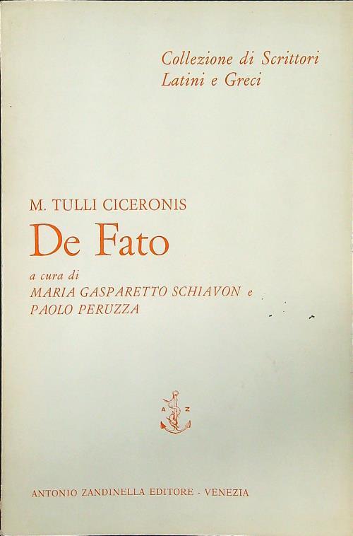 De fato - M. Tulli Ciceronis - copertina