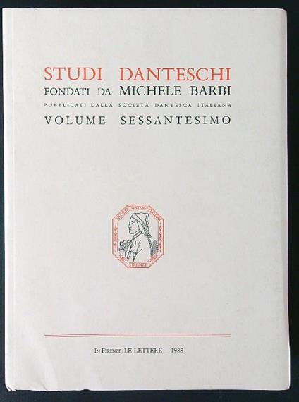 Studi danteschi fondati da Michele Barbi vol. 60 - Francesco Mazzoni - copertina