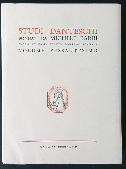 Studi danteschi fondati da Michele Barbi vol. 60 - Francesco Mazzoni - copertina