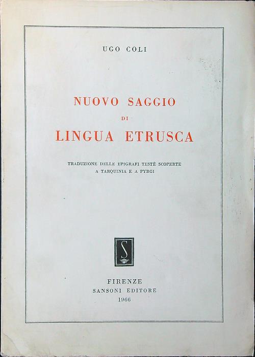 Nuovo saggio di lingua etrusca - Ugo Coli - copertina