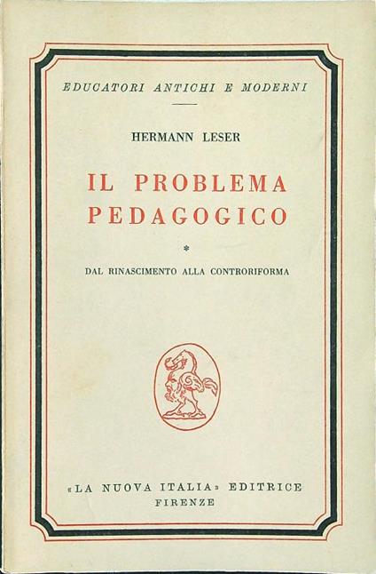 Il problema pedagogico vol. 1 - Hermann Leser - copertina