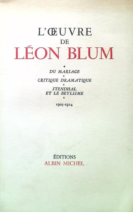 L' oeuvre de Leon Blum - Leon Blum - copertina