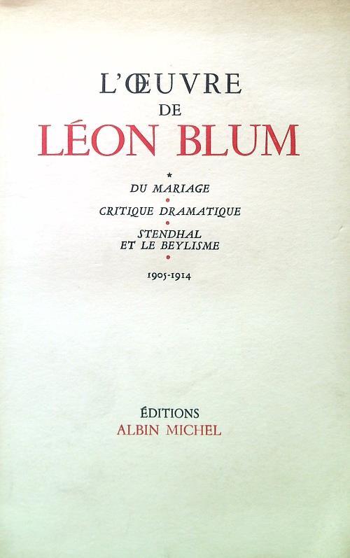 L' oeuvre de Leon Blum