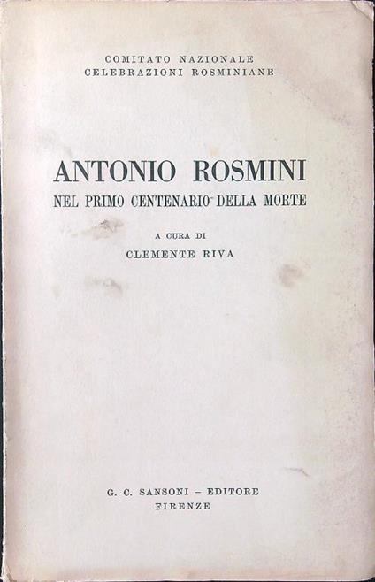 Antonio Rosmini nel primo centenario della morte - Clemente Riva - copertina