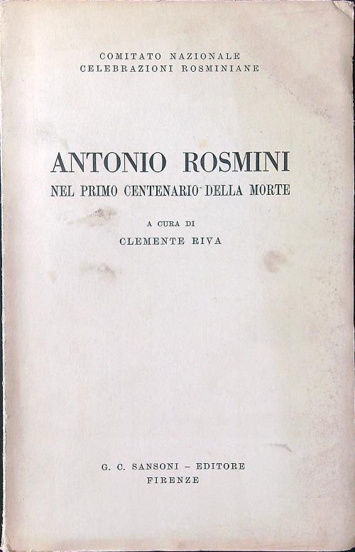 Antonio Rosmini nel primo centenario della morte