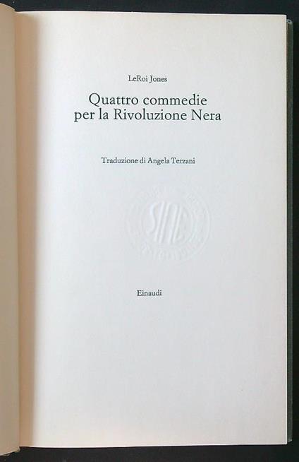 Quattro commedie per la Rivoluzione Nera - LeRoi Jones - copertina
