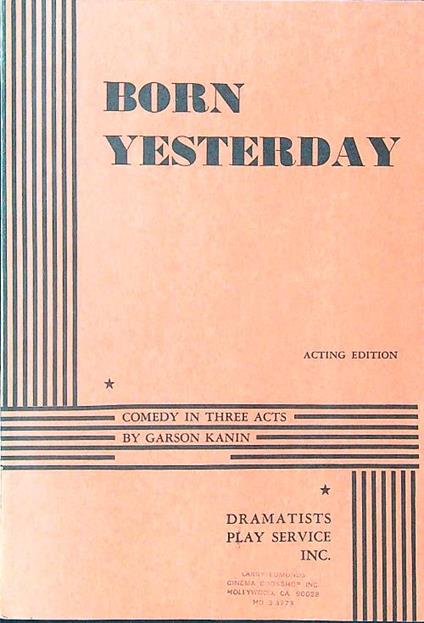 Born Yesterday - Garson Kanin - copertina