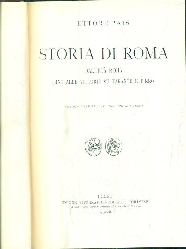 Storia di Roma dall'età regia sino alle vittorie su Taranto e Pirro