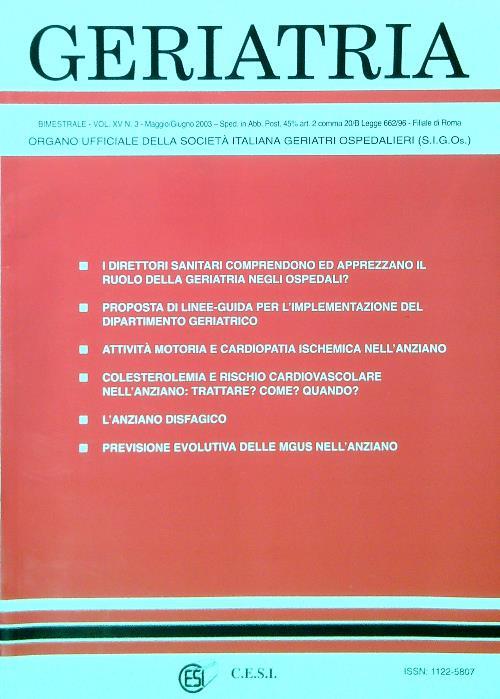 Geriatria - Vol XV N. 3 - Maggio Giugno 2003