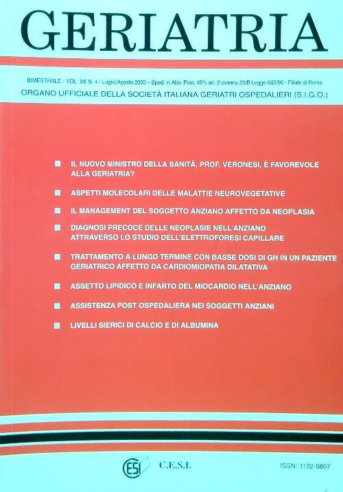 Geriatria - Vol XII N. 4 - Luglio Agosto 2000