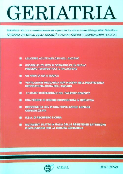Geriatria - Vol XI N. 6 - Novembre Dicembre 1999