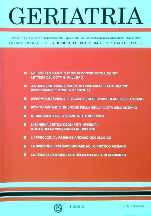 Geriatria - Vol XI N. 4 - Luglio Agosto 1999