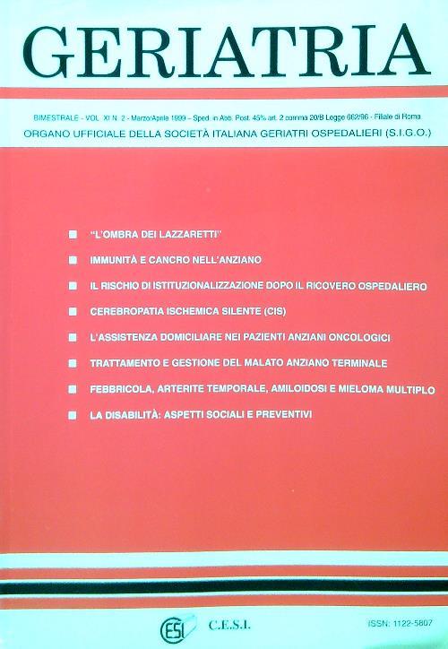 Geriatria - Vol XI N. 2 - Marzo Aprile 1999