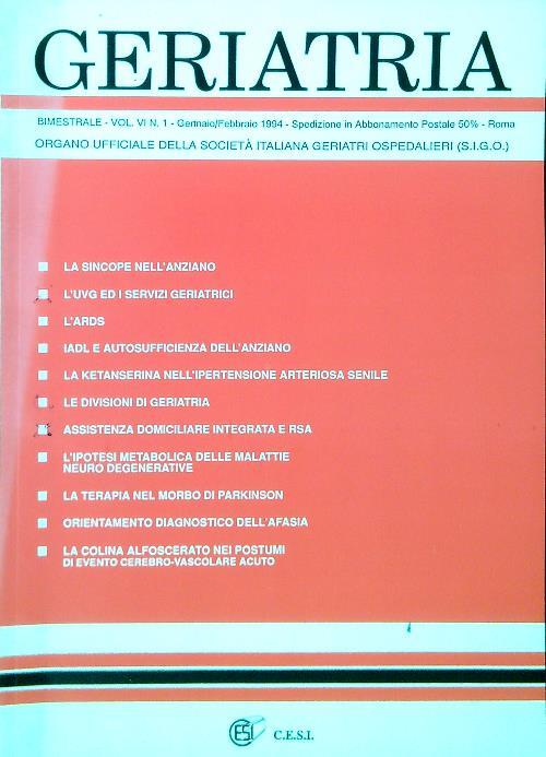 Geriatria - Vol VI N. 1 - Gennaio Febbraio 1994