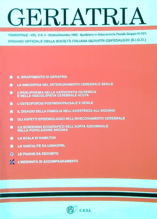 Geriatria - Vol V N. 4 - Ottobre Dicembre 1993