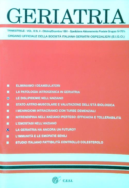 Geriatria - Vol III N. 4 - Ottobre Dicembre 1991