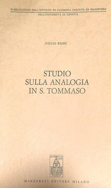Studio sulla analogia in s. Tommaso  - Giulio Righi - copertina