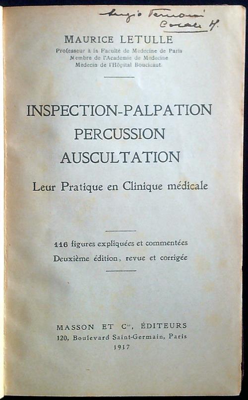 Inspection-palpation percussion auscultation