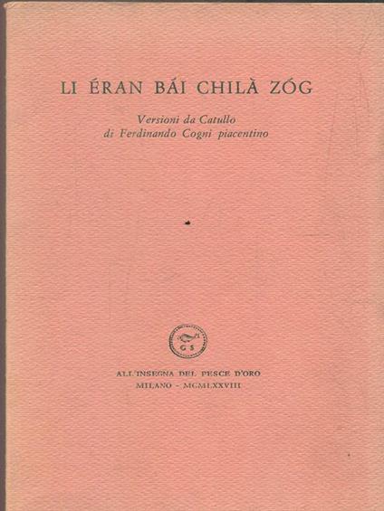 Li eran bai chilà zog - Ferdinando Cogni - copertina