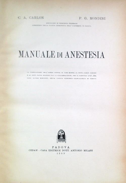 Manuale di anestesia