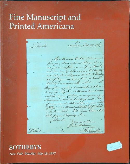 Sotheby's New York May 19, 1997 Fine Manuscript and Printed Americana Sale 6981