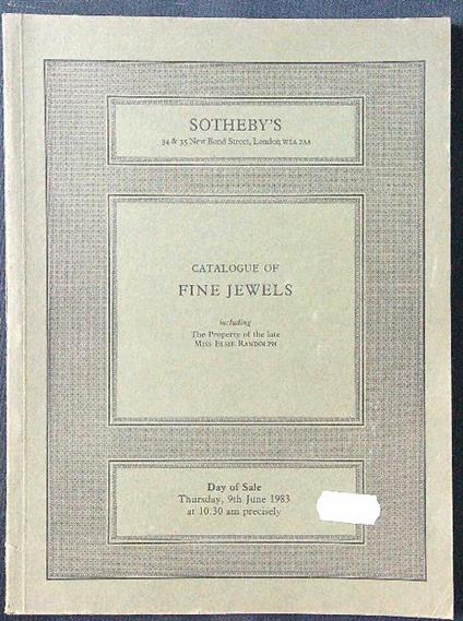 Sotheby's Sale 9th June 1983 - Catalogue of Fine Jewels - copertina