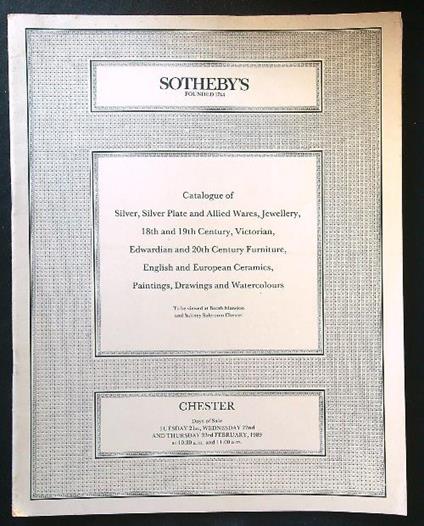 Sotheby's Sale Chester 21-22-23 February 1989 - copertina