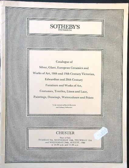Sotheby's Sale Chester 9-10-11-24 August 1988 - copertina